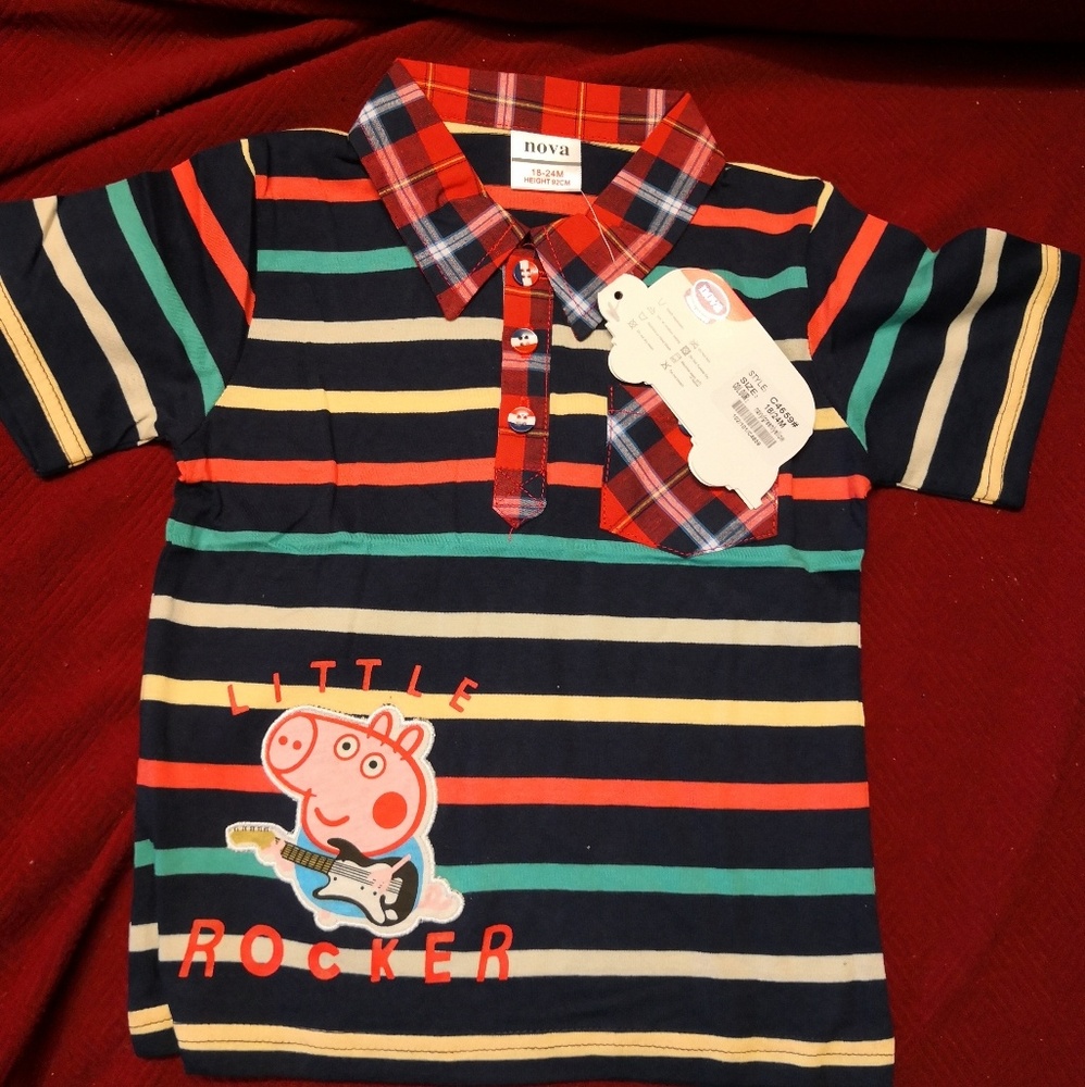 Nova little rocker peppa pig cartoon summer shirt